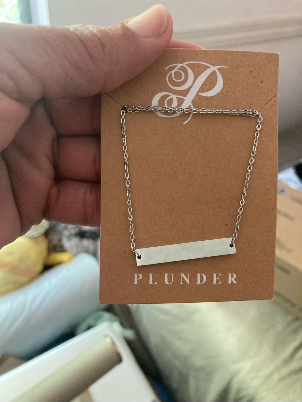 Plunder Silver Bar Pendant Necklace - Silver